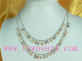 6-7mm multi-color rice freshwater pearl necklace